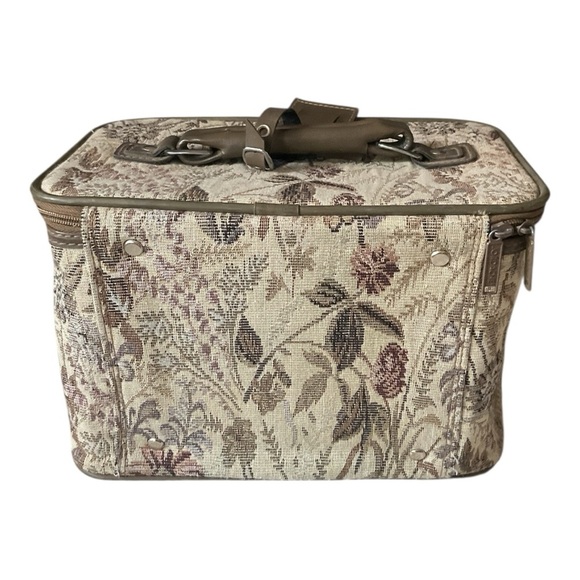 Jordache Travel Bag & Train Case Set Floral Tapestry Print Vintage Luggage - Picture 10 of 13